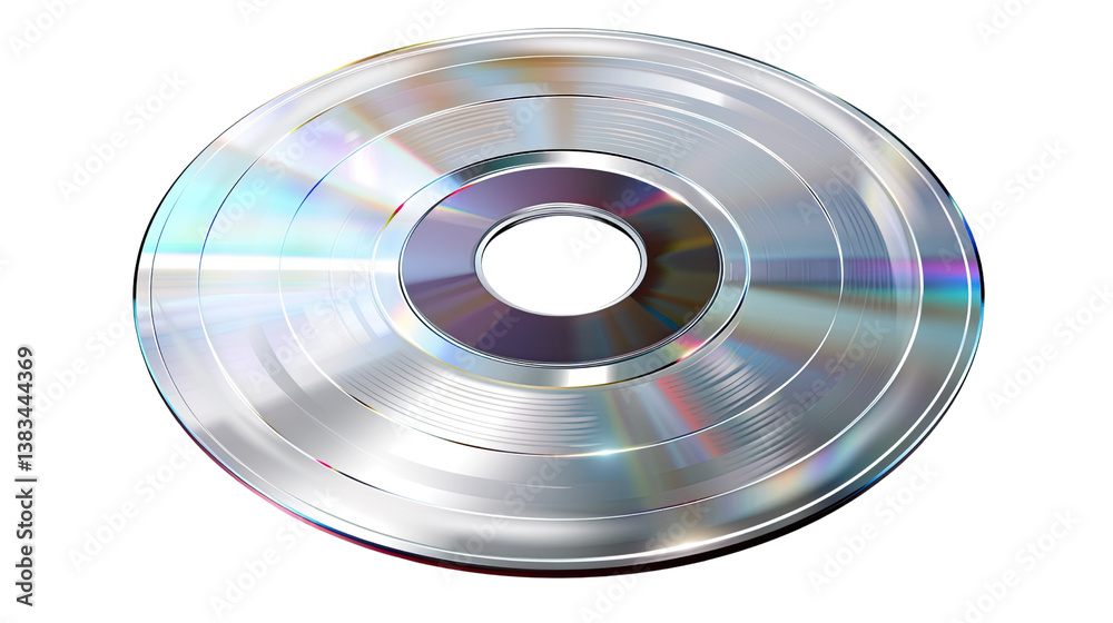 Silver Compact Disc: Captivating silver CD, reflecting light, presenting a sleek, glossy design, embodies music and data storage, capturing the essence of technology and entertainment. Silver Compact Disc: Captivating silver CD, reflecting light, presenting a sleek, glossy design, embodies music and data storage, capturing the essence of technology and entertainment.
