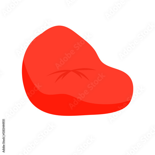 Red Bean Bag Chair. Vector illustration.