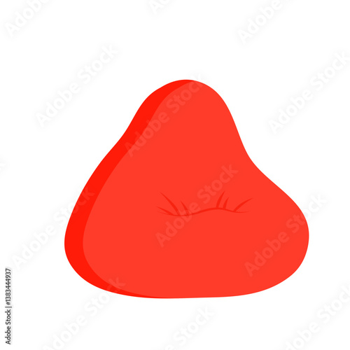 Red Bean Bag Chair. Vector illustration.