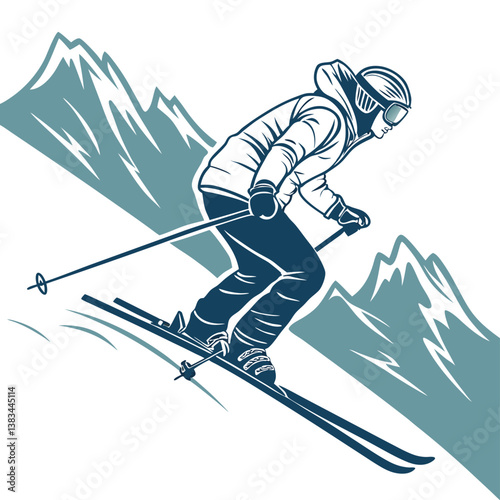 skiing in the mountains