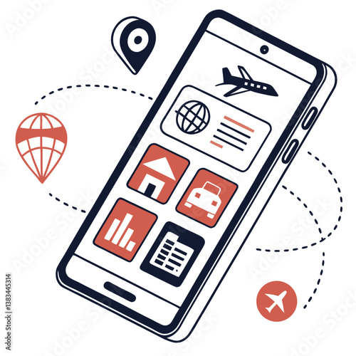 mobile phone with icons