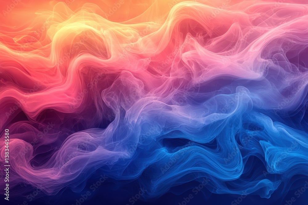 Fototapeta premium Vivid abstract waves of red and blue smoke texture on gradient background