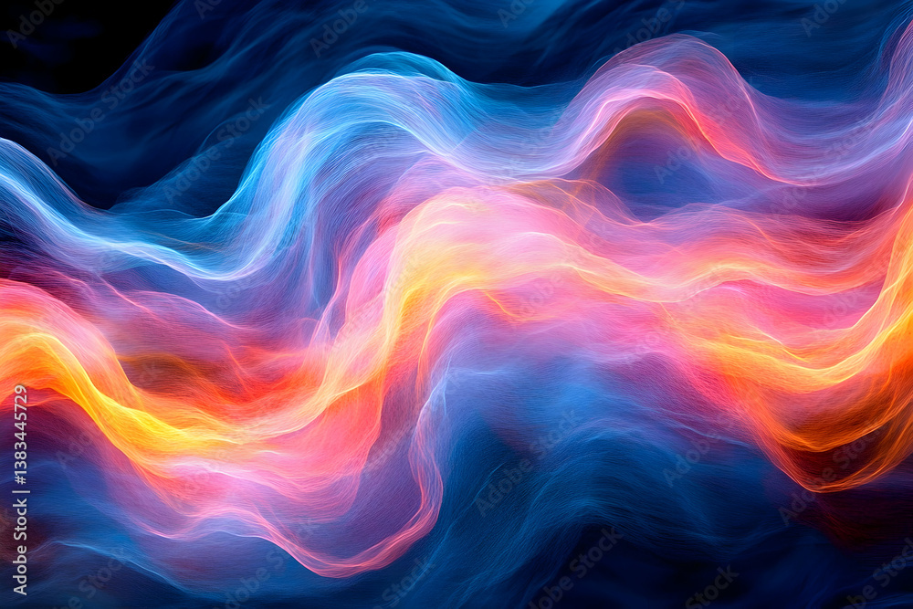 Fototapeta premium Abstract artwork displaying vibrant colored waves across the composition