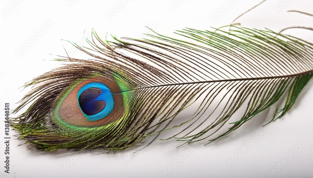 Fototapeta premium peacock feather on white background