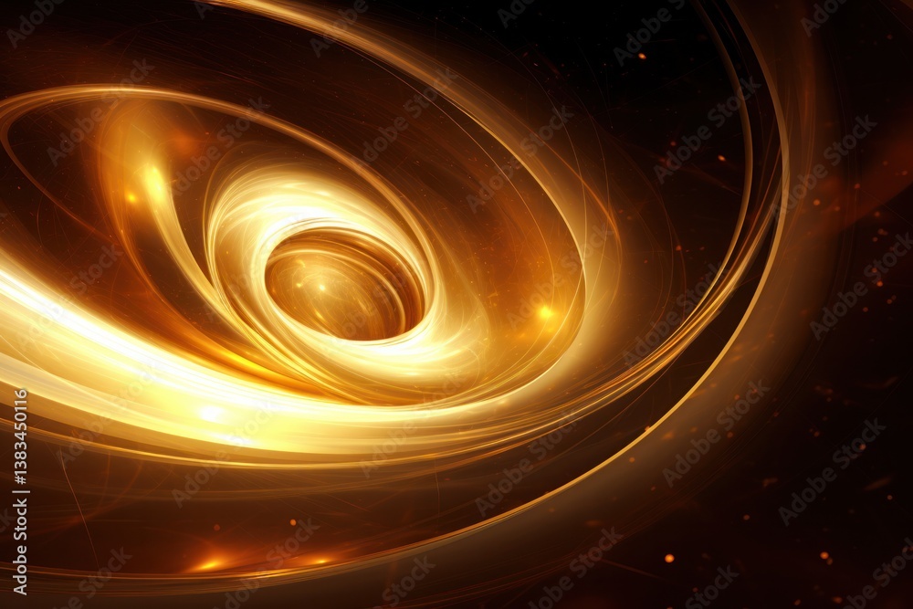 Elegant swirling golden digital design with light reflections and dynamic motion effects