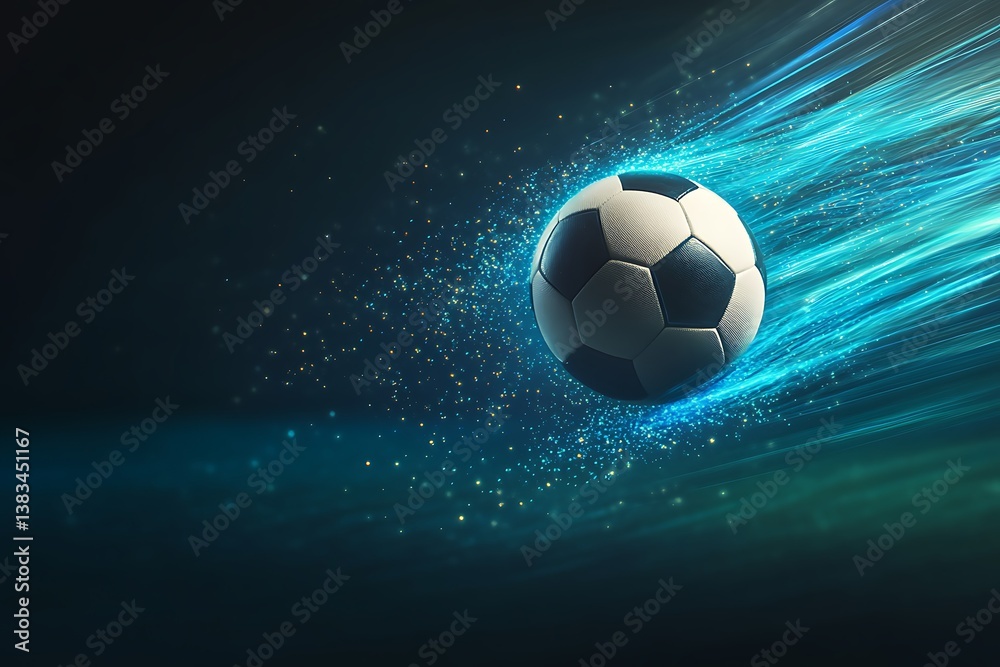 Fototapeta premium Dynamic Soccer Ball in Motion, Capturing the Excitement of the Game