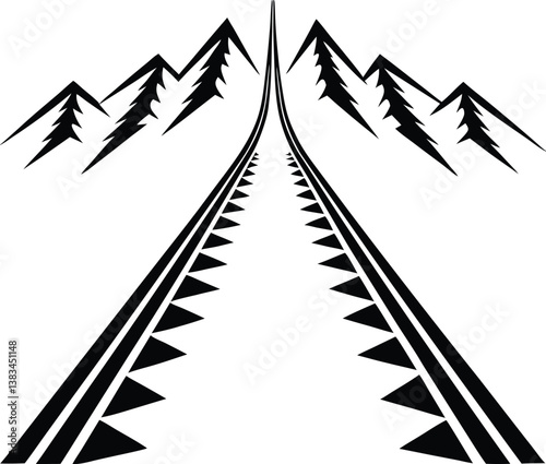 Ski Track Silhouette Vector for Winter Sports, Skiing, and Mountain Adventures