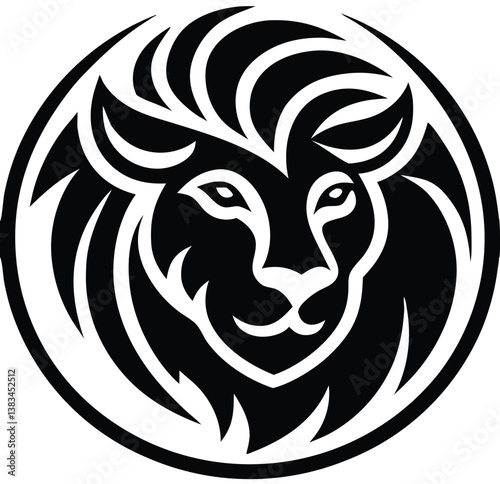 Buffalo Head Vector – Bold Black and White Bison Silhouette design Illustration for Logos, Mascots & Tattoos.