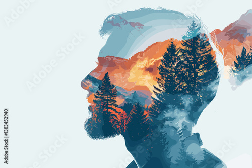 Concept of green devotion, business person on nature background