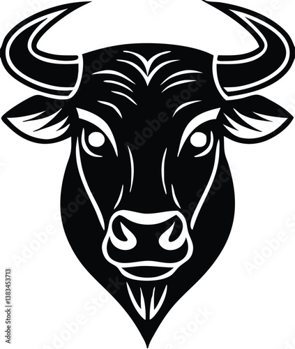 Buffalo Head Vector – Bold Black and White Bison Silhouette design Illustration for Logos, Mascots & Tattoos.