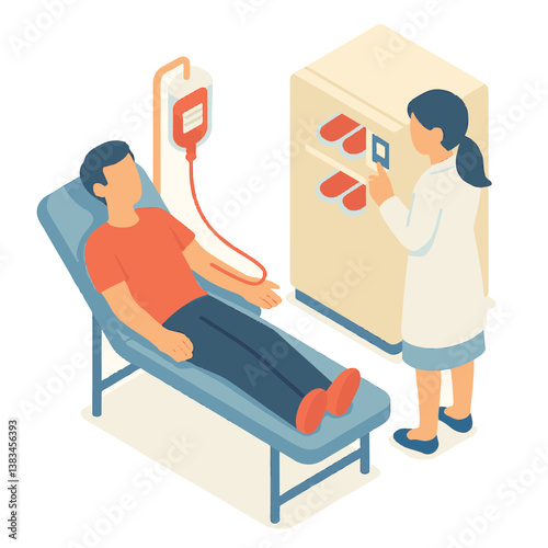 Patient Receiving Blood Donation in Medical Facility  