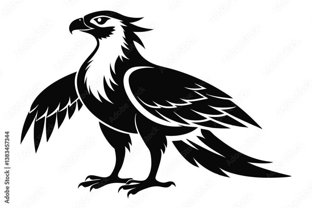 Obraz premium Bold Black Eagle Silhouette with Sharp Feathers