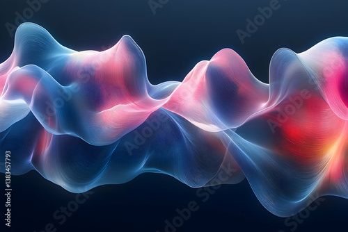 Abstract flowing form with vibrant colors against a dark background