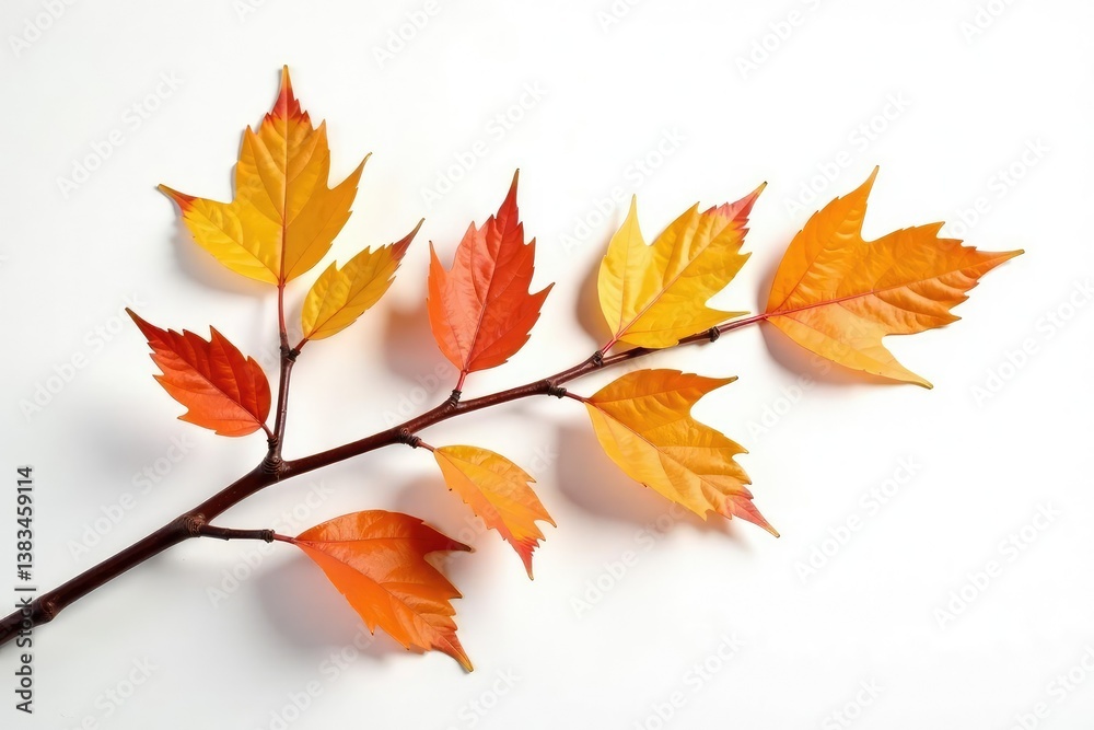 Isolated branches on white background with fallen leaves, minimalist, branches, isolated Isolated branches on white background with fallen leaves, minimalist, branches, isolated