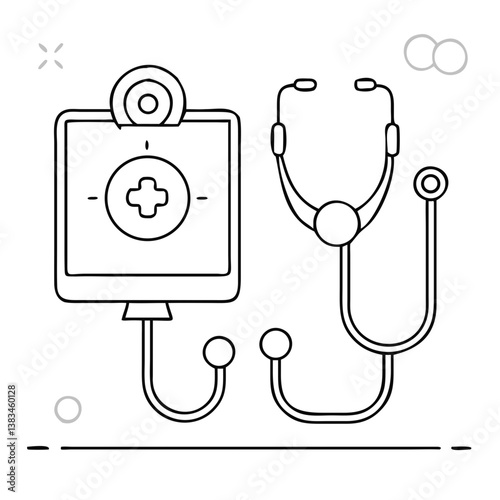Digital stethoscope and innovative medical vector background