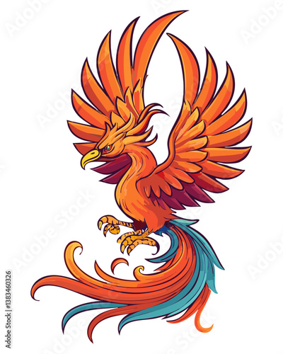 Vector phoenix bird tattoo.