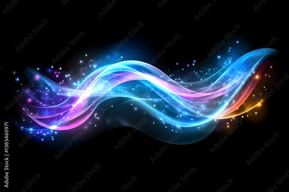 Colorful Abstract Wavy Lines With Small Sparkling Starry Effects Colorful Abstract Wavy Lines With Small Sparkling Starry Effects