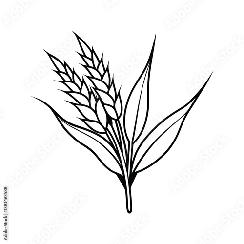 Bundle of wheat grain silhouette isolated on white background