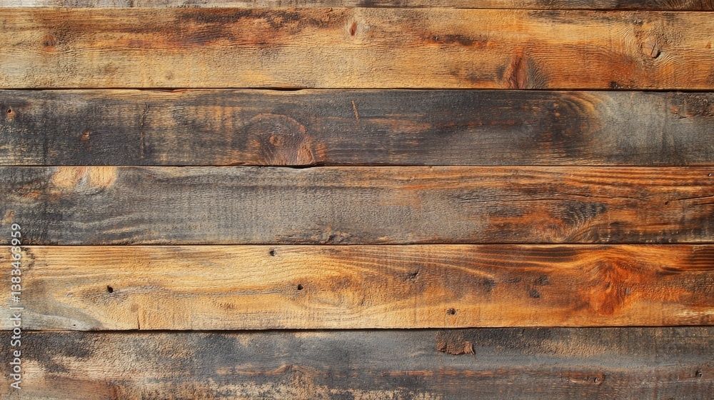Reclaimed wood panel with unique horizontal grain marks, rustic and textured surface generative ai Reclaimed wood panel with unique horizontal grain marks, rustic and textured surface generative ai