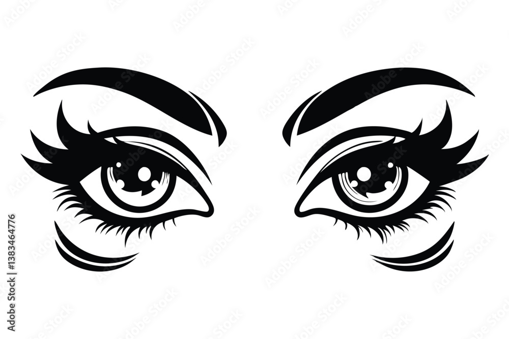 of Eyes with Arched Eyebrows, Lashes, of Eyes with Arched Eyebrows, Lashes,