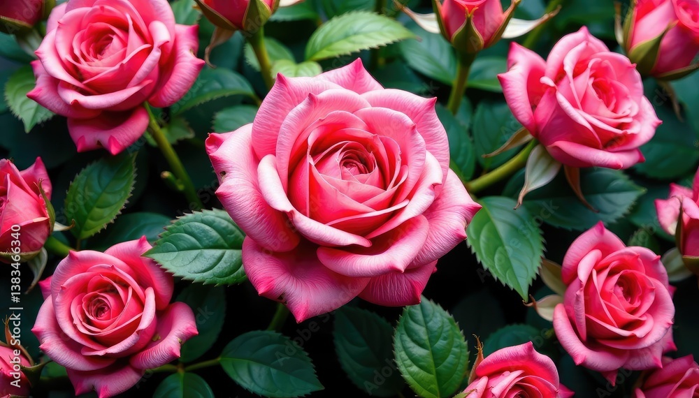 Intricate, blooming rose repeat Pink, red, & green hues , background, nature, bloom Intricate, blooming rose repeat Pink, red, & green hues , background, nature, bloom