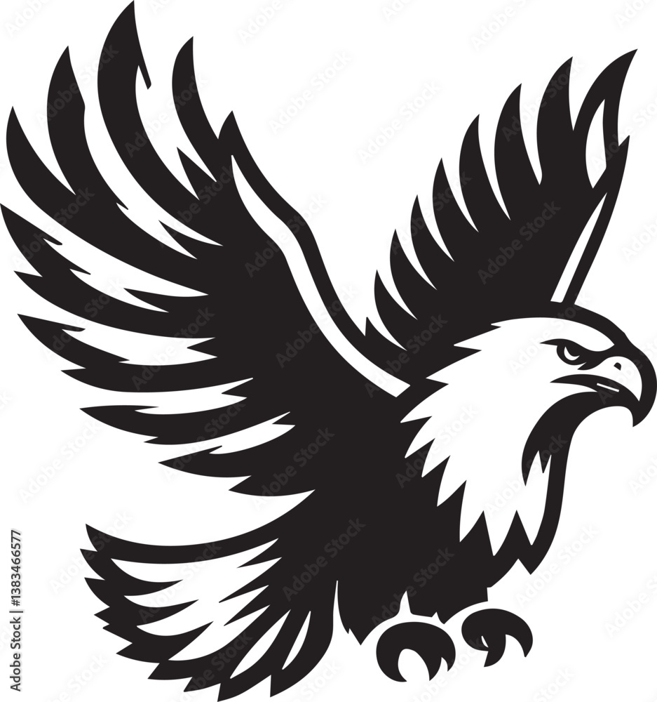 Obraz premium High-Quality Black & White Eagle Vector