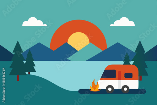 vector illustration of a mountain landscape