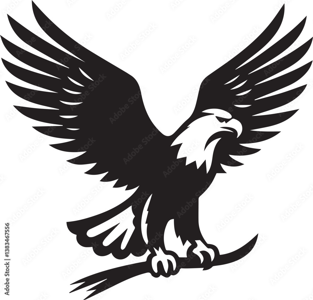 Obraz premium High-Quality Black & White Eagle Vector