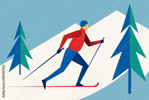 skiing in the mountains