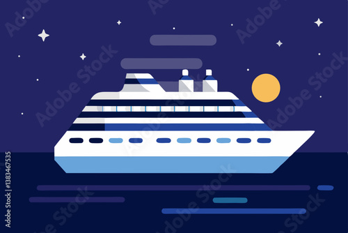 cruise ship at night
