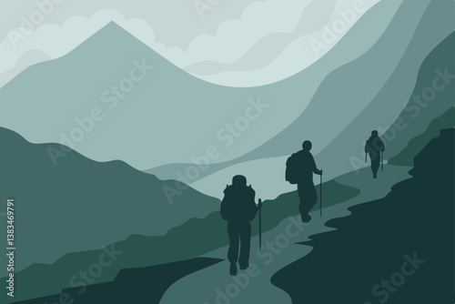 silhouettes of people on the mountain