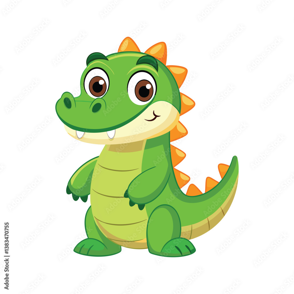 Fototapeta premium Cartoon alligator character with wide smile Vector illustration isolated on white background