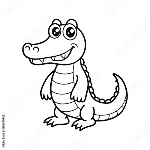 Cartoon alligator with a jacket and sunglasses silhouette isolated on white background