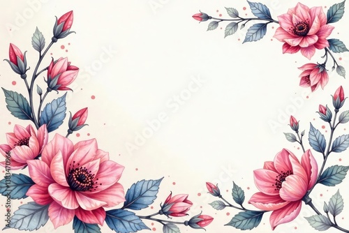 Delicate watercolor paisley with blooming flowers, soft hues , pretty, surface pattern