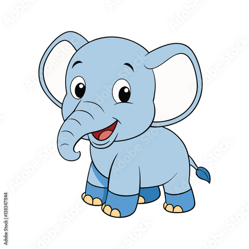 Cartoon baby elephant with a playful pose and bright eyes vector illustration isolated on white background