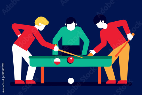 billiard table with balls