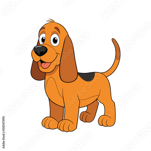 Cartoon Bloodhound dog with distinctive markings vector illustration isolated on white background