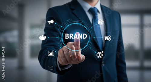 Wallpaper Mural Brand Building: Businessman Touching Digital Screen | Marketing Strategy, Business Development, Brand Management, Digital Branding, & Corporate Identity Torontodigital.ca