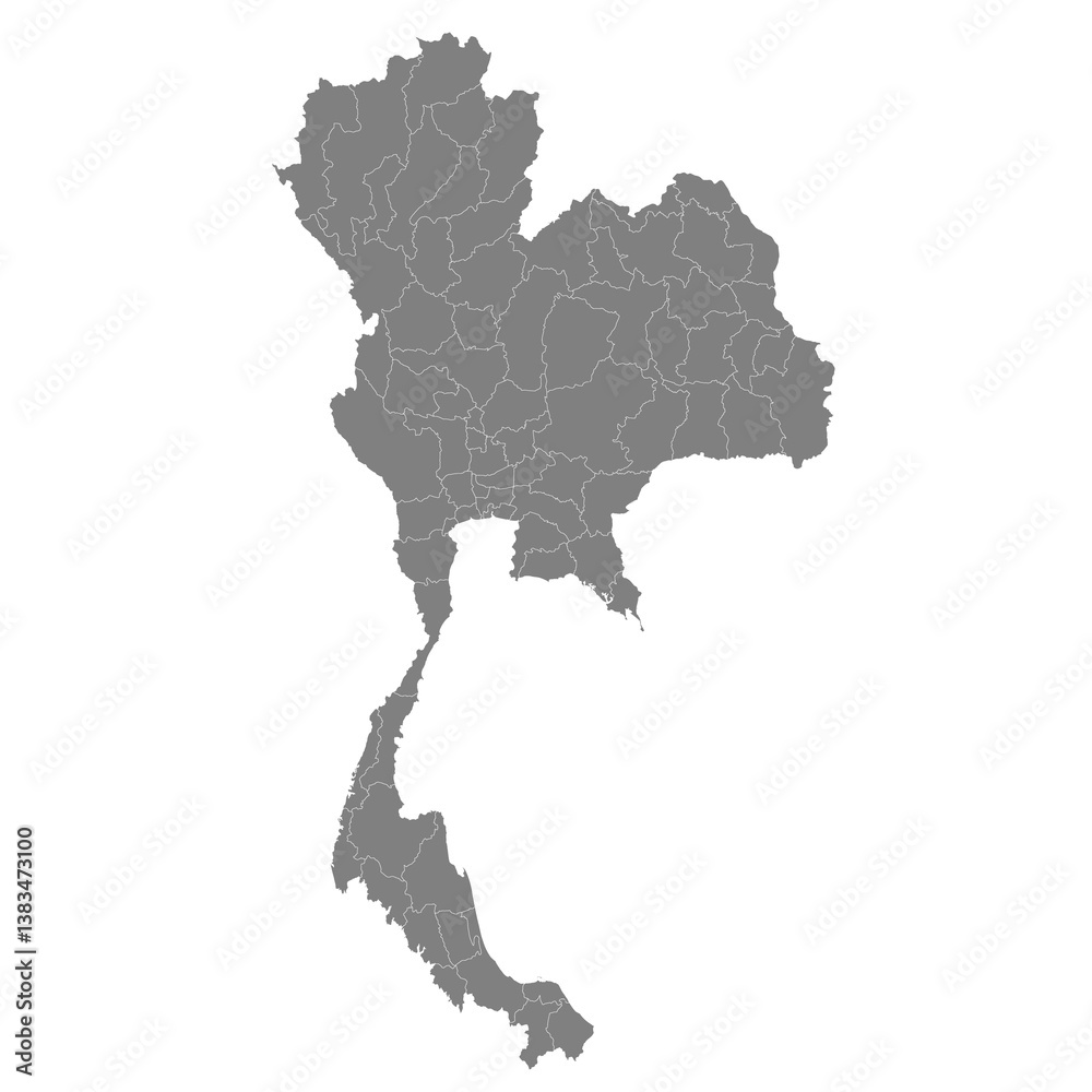 Fototapeta premium High quality map of Thailand with borders of the regions
