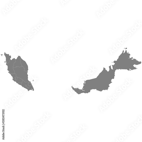 High quality map of Malaysia with borders of the regions