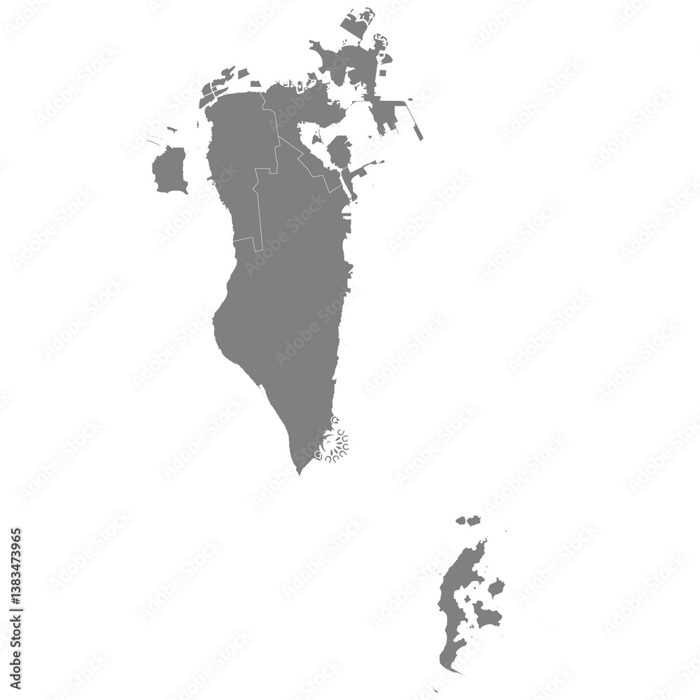 High quality map of Bahrain with borders of the regions
