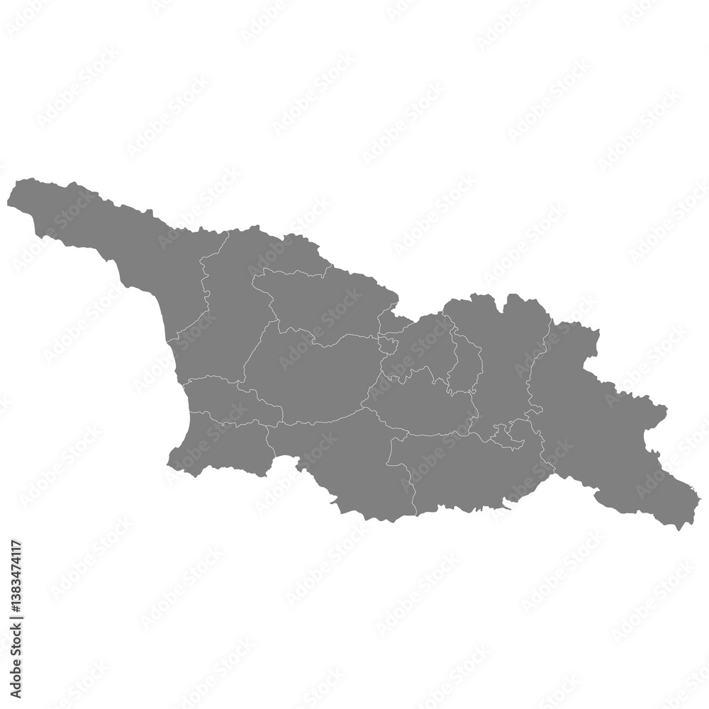 High quality map of Georgia with borders of the regions