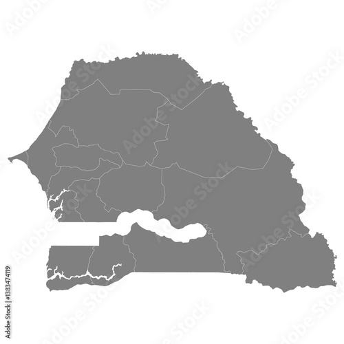 Obraz na płótnie High quality map of Senegal with borders of the regions w salonie