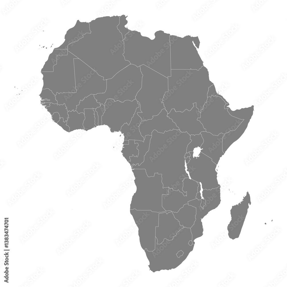 High quality map of Africa with borders of the regions