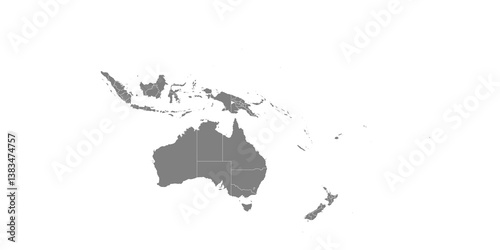 Obraz na płótnie High quality map of Oceania with borders of the countries w salonie