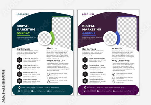 A4 flyer template layout brochure for creative corporate advertising editable vector business design, trendy geometric shape template print design.