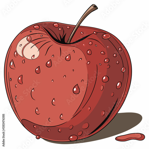 red apple with drops