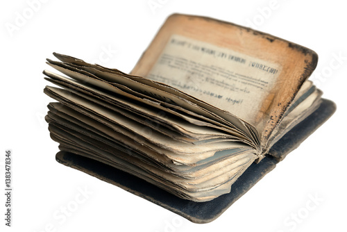 Aged Leather-Bound Book, Open to Reveal Fragile, Time-Worn Pages
