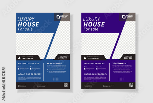 Modern clean clear Real Estate flyer template or Real Estate flyer design with best design organic shape