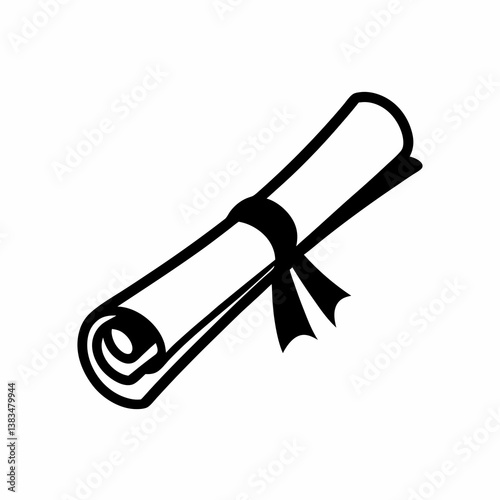 Simple Rolled Up Diploma Scroll Vector Art.